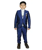 SG YuvraJ Full Sleeves 3 Piece Solid Party Suit - Blue