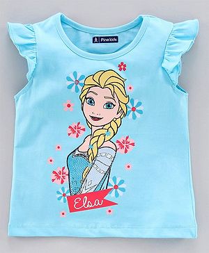 Pine Kids Girls  Half Sleeves tees 7-8Y Blue Radiance
