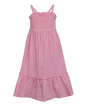 A Little Fable Sleeveless Smocked Layered Dress - Pink