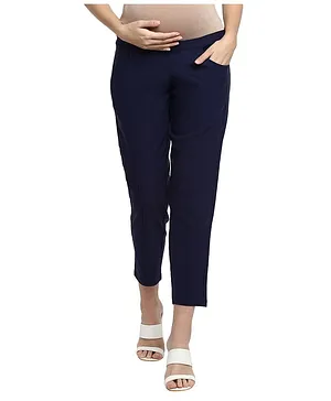 Momsoon Full Length Solid Colour Maternity Trouser - Navy Blue