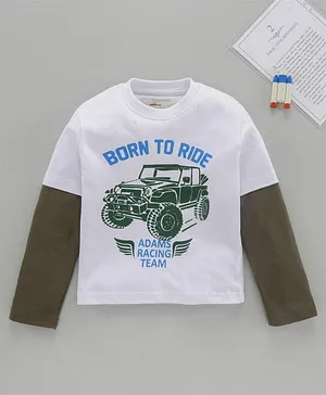 Adams Kids Full Sleeves Born To Ride Print Tee - White