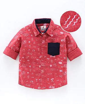 Juscubs Boys Full Sleeves Printed Shirt - Red
