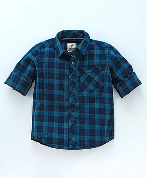 Juscubs Boys Full Sleeves Checked Shirt - Blue