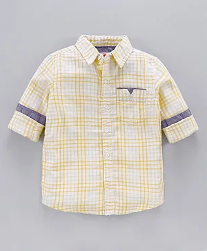 Juscubs Boys Full Sleeves Checked Shirt - Yellow