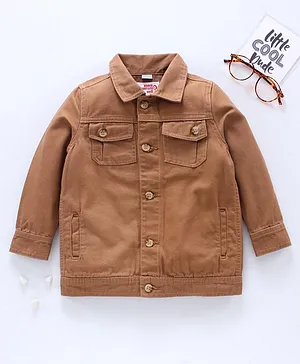 Under Fourteen Only Full Sleeves Front Buttoned Jacket - Brown