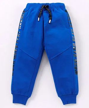 Ruff Full Length Lounge Pants Text Print - Royal Blue
