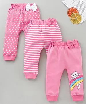 Babyhug Diaper Leggings Pack Of 3 - Pink