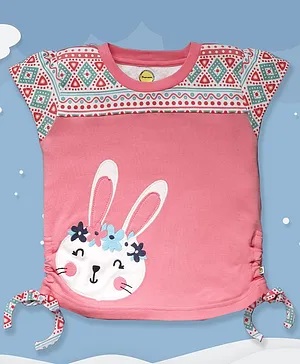 Pranava  Cap Sleeves Bunny Design Top - Pink