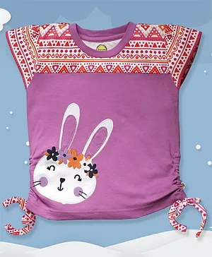 Pranava  Cap Sleeves Bunny Design Top - Violet