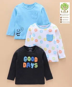Babyoye Full Sleeves T-Shirt Panda Graphic Pack of 3 - Multicolor