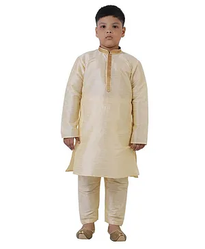 Pehanaava Full Sleeves Solid Colour Kurta & Pajama Set - Gold