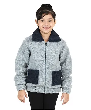 Naughty Ninos Full Sleeves Solid Sherpa Jacket - Grey