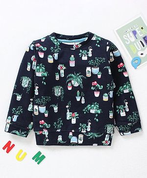 Ollypop Full Sleeves Sweatshirt Floral Print - Blue