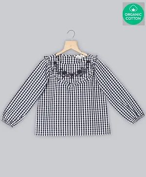 Sweetlime by A.S Full Sleeves Checked Top - Navy White