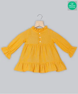 Sweetlime by A.S Full Sleeves Self Design Dress -  Yellow