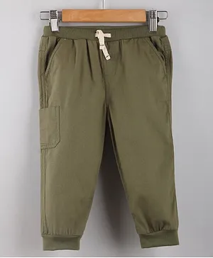 Beebay Full Length Solid Cargo Joggers - Olive Green