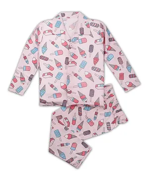 AAAKAR Full Sleeves Popsicle Print Night Suit - Pink