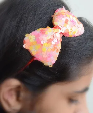 Pretty Ponytails Large Sequin Bow Hair Band - Multi Color