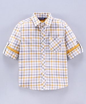 Pine Kids Full Sleeves Oxford Checks Shirt - White