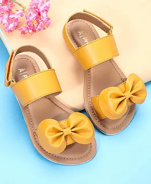 Pine Kids Sandals Bow Applique - Mustard Yellow