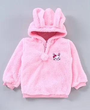 Babyhug Full Sleeves Polyester Hooded Sweatshirt Kitty Print - Pink
