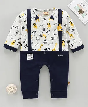 WOW Full Sleeves Romper Lion Print - Blue