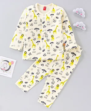 WOW Full Sleeves Pyjama Sets Jungle Print - Butter