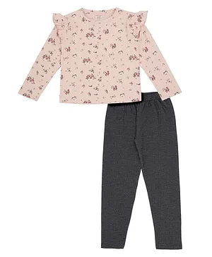 RAINE AND JAINE Full Sleeves All Over Floral Print Top With Pants - Pink
