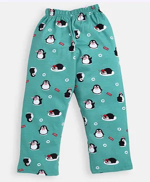 Nottie Planet Full Length Penguin Print Pajama - Green