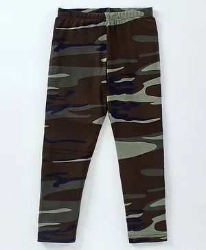 CrayonFlakes Camouflage Printed Full Length Leggings - Green