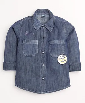 TOONYPORT Solid Denim Full Sleeves Shirt - Blue