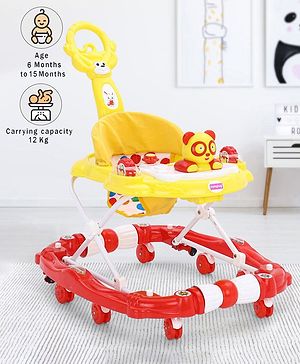 Babyhug Little Panda Walker Cum Rocker With Parental Push Handle - Yellow Red (Seat Print & Color May vary)