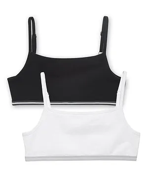 Pine Kids Cotton Spandex Sleeveless Solid Colour Bralettes Pack of 3 - White