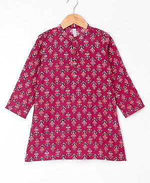 Babyhug Full Sleeves Kurta Floral Print - Maroon