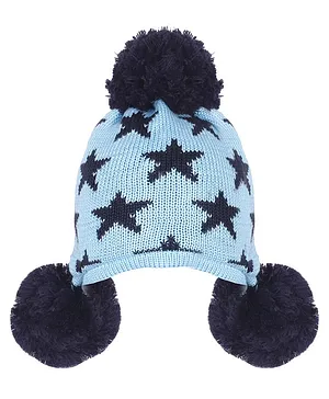 Tiekart Star Design Woollen Cap - Blue