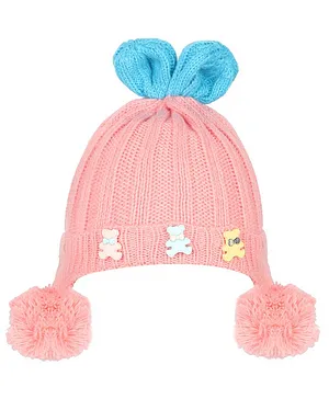 Tiekart Teddy Design Woollen Cap - Pink