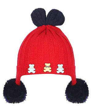 Tiekart Teddy Design Woollen Cap - Red