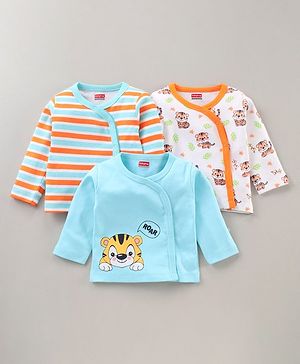 Babyhug 100% Cotton Full Sleeves Vest Pack of 3 - Pink
