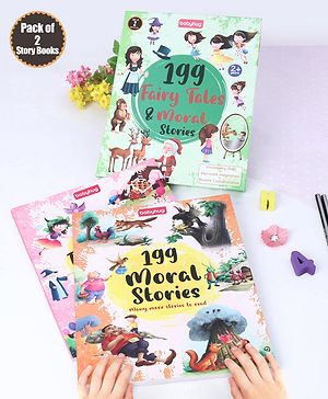 Babyhug 199 Moral & Fairy Tale Stories Books|Self teaching Stories|Colourful Illustration|Pack of 2 |English|2 to 6 Years