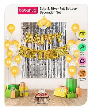 Babyhug Gold & Silver Foil Balloon Decoration Set - Pack of 45