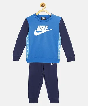 Nike Full Sleeves Brand Name Printed Sweatshirt With Joggers - Blue