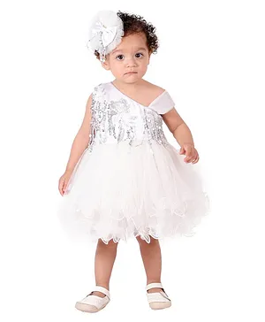 Teeni's Kidswear Sleeveless Sequin Detailing Fringe Dress - White