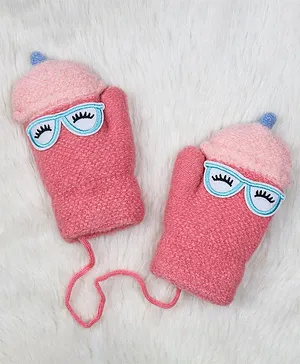 Unicorns Gloves With Goggles Applique - Pink