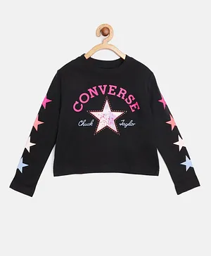 Converse Full Sleeves Star Logo Design Tee - Black