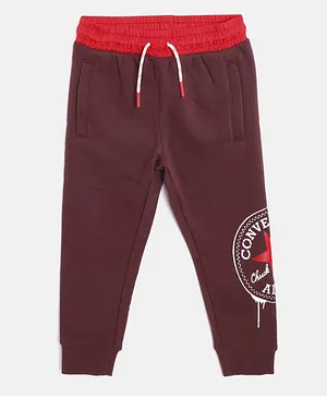 Converse Full Length Brand Name Print Joggers - Maroon