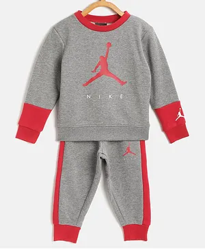 Jordan Full Sleeves Solid Colour Sweatshirt & Joggers Set - Grey