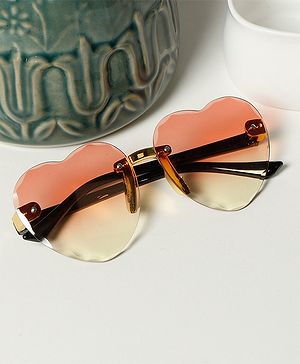 Passion Petals UV Protected Heart Frame Sunglasses with Case - Peach