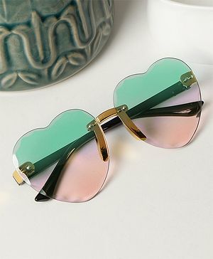 Passion Petals UV Protected Heart Frame Sunglasses with Case - Green Pink