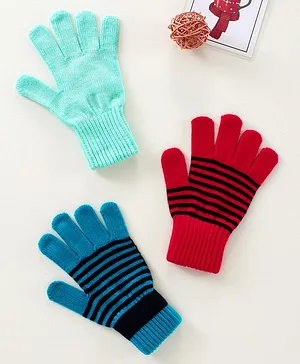 Model Gloves Striped Gloves Set of 3 - Multicolour