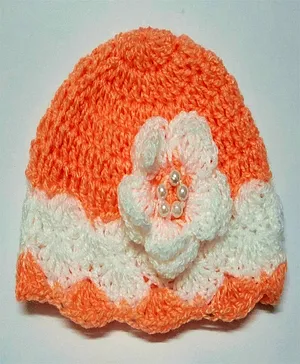 Knits & Knots Flower Design Cap - Peach